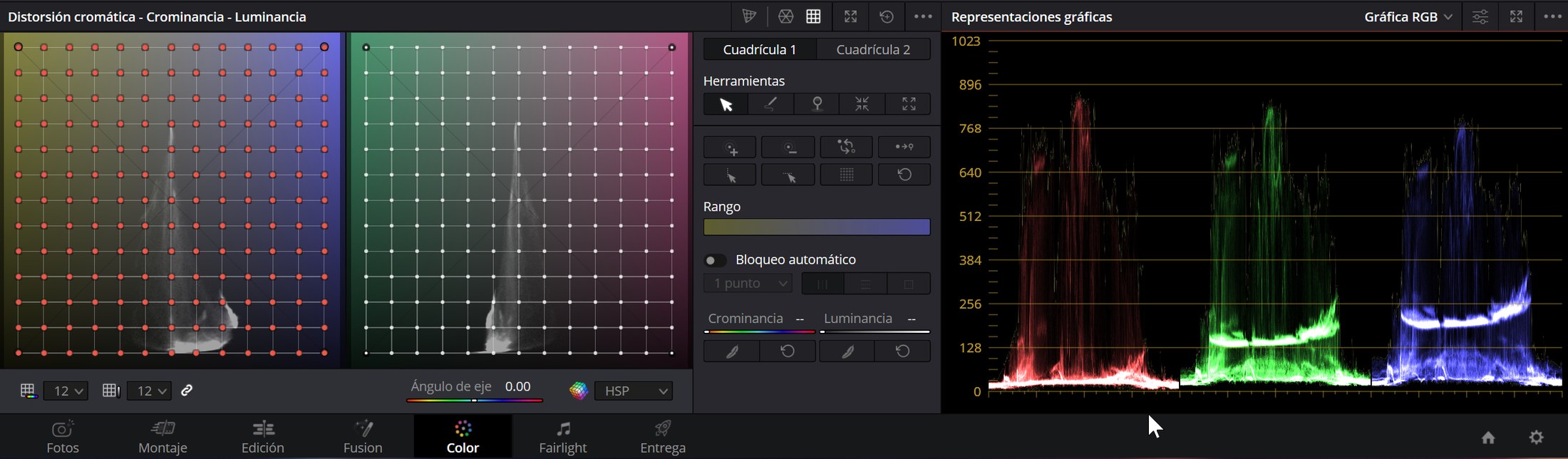 Instrumentos · cromaticidad y parade RGB